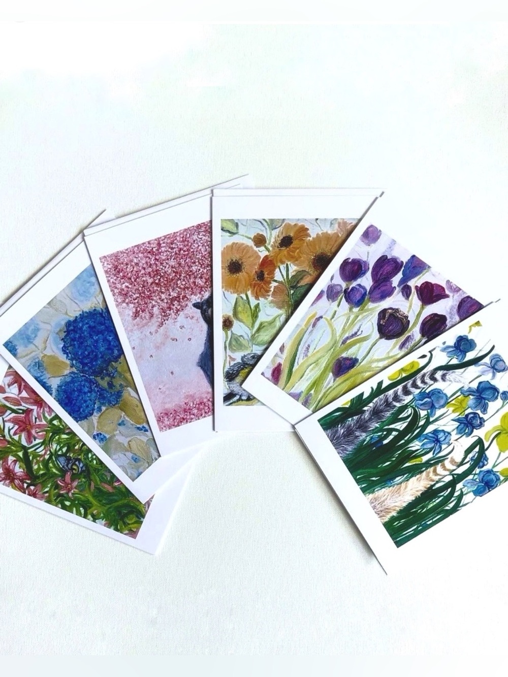 Set of Six Blank Inside Note Cards Bundle Lot